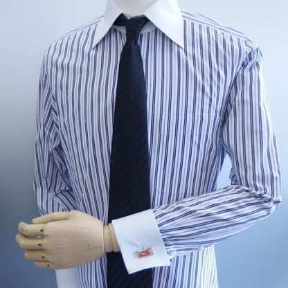 オレンジ・中華風雲デザインのカフス(カフリンクス/カフスボタン)