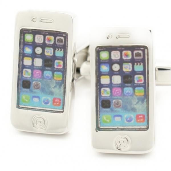 依存症に注意してねリアルなスマートフォンのカフス(カフリンクス/カフスボタン)