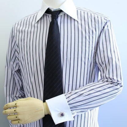 ラウンド・パープル・きらきらストーンのカフス(カフリンクス/カフスボタン)