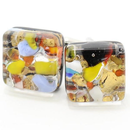 ムラーノ・ベネチアンガラス・スクエア・ムッリーネ36のカフス(カフスボタン/カフリンクス)