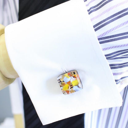 ムラーノ・ベネチアンガラス・スクエア・ムッリーネ36のカフス(カフスボタン/カフリンクス)