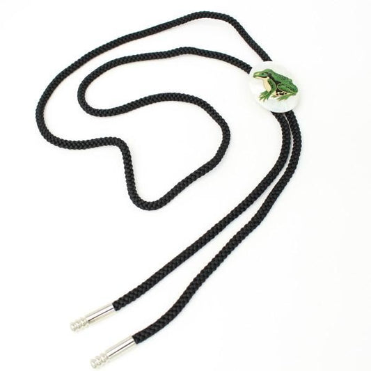 【受注生産品】若冲カエル・白蝶貝のループタイ(ポーラー・タイ)