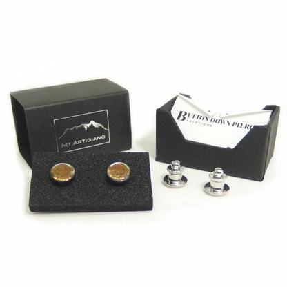 【受注生産品】ゴクロ・黒蝶貝のボタンダウンピアス