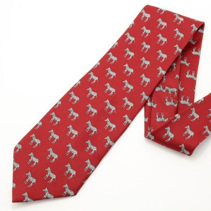 面白ネクタイ・しまうまいっぱいゼブラ柄・レッドのユニークネクタイ