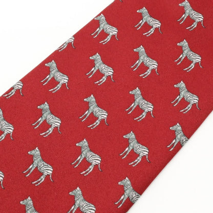 面白ネクタイ・しまうまいっぱいゼブラ柄・レッドのユニークネクタイ