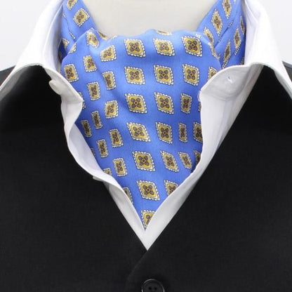 アスコットタイ・フラワーダイヤ小紋柄ライトブルー