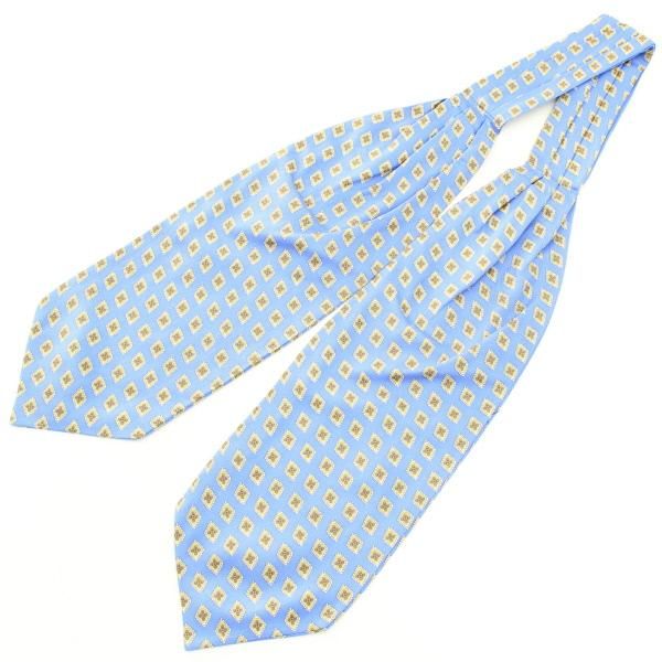 アスコットタイ・フラワーダイヤ小紋柄ライトブルー