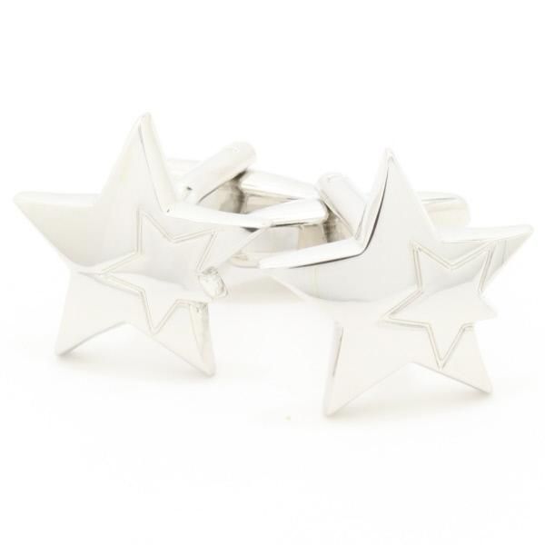 シルバー・ダブル・スターのカフス(カフリンクス/カフスボタン)