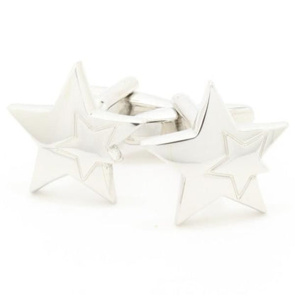 シルバー・ダブル・スターのカフス(カフリンクス/カフスボタン)
