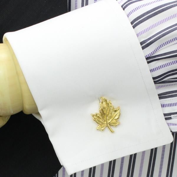 ゴールデン楓メープル・リーフのカフス(カフリンクス/カフスボタン)