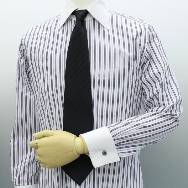 シャープな光沢2ライン・メタリック・ブラック・ノットのカフス(カフリンクス/カフスボタン)