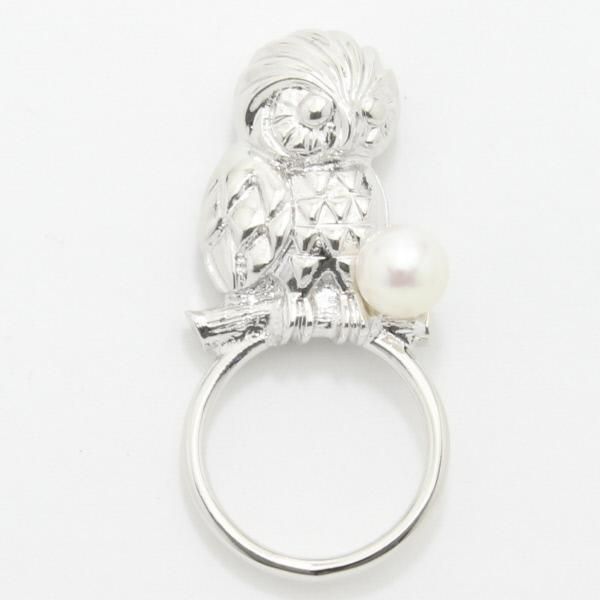 ふくろう・アコヤ真珠パール6.0mmのラペルピン型眼鏡掛け・眼鏡ホルダー