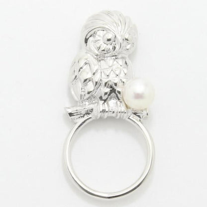 ふくろう・アコヤ真珠パール6.0mmのラペルピン型眼鏡掛け・眼鏡ホルダー