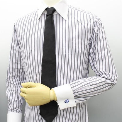 オーバル・キャッツアイ・ストライプ・ブルーのカフス(カフリンクス/カフスボタン)