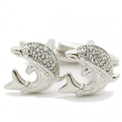 きらきらストーンとドルフィン・イルカのカフス(カフリンクス/カフスボタン)