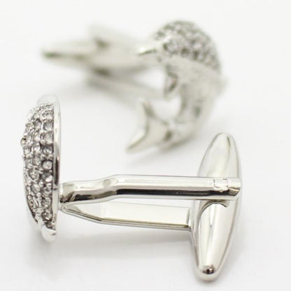 きらきらストーンとドルフィン・イルカのカフス(カフリンクス/カフスボタン)