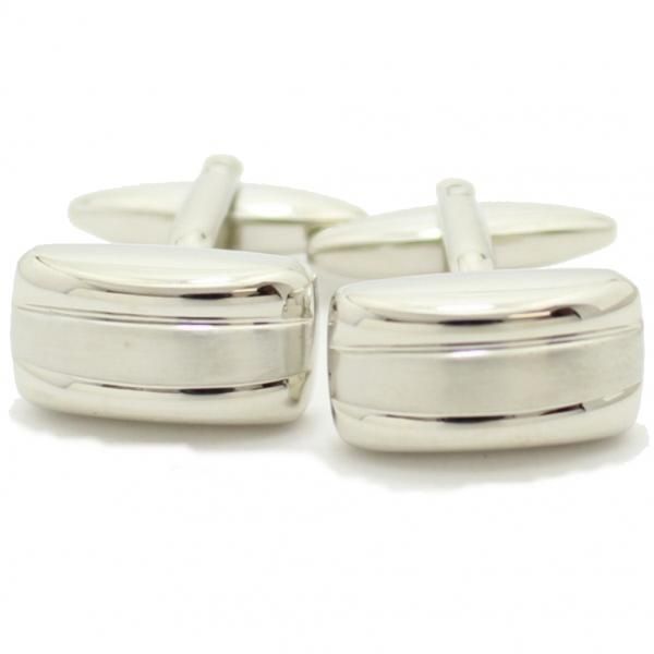 カービングライン×シルバーのカフス(カフリンクス/カフスボタン)