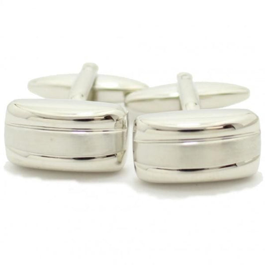 カービングライン×シルバーのカフス(カフリンクス/カフスボタン)