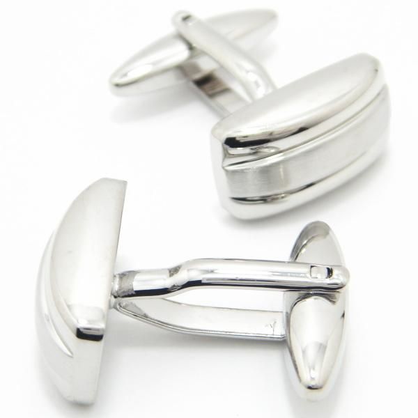 カービングライン×シルバーのカフス(カフリンクス/カフスボタン)