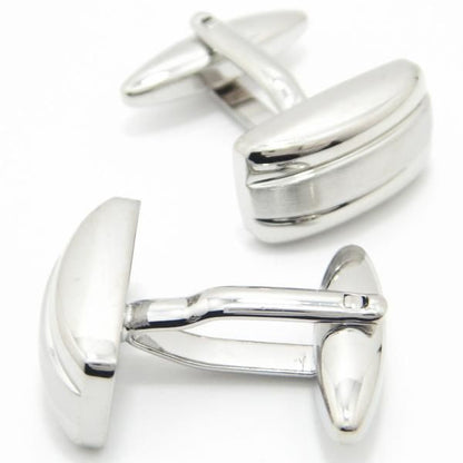 カービングライン×シルバーのカフス(カフリンクス/カフスボタン)
