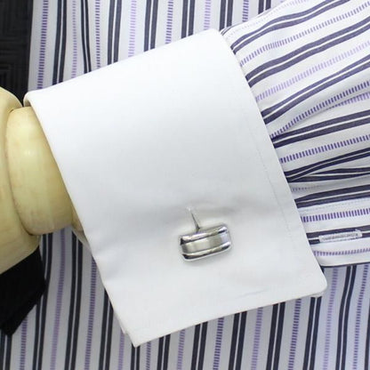 カービングライン×シルバーのカフス(カフリンクス/カフスボタン)