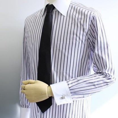 カービングライン×シルバーのカフス(カフリンクス/カフスボタン)