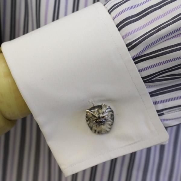 【取寄品】【SATURNO・サツルノ】ロングヘアが優雅なペルシャ猫のカフス(カフリンクス/カフスボタン)