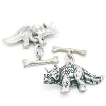 トリケラトプスと骨のカフス(カフリンクス/カフスボタン)