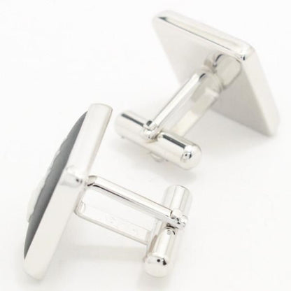 【陶華・TOHCA】シルバー・スクウェア帆船カメオ・グレーのカフス(カフリンクス/カフスボタン)