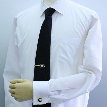 【陶華・TOHCA】ゴールド・ラウンド吠える虎カメオ・グレーのカフス(カフリンクス/カフスボタン)