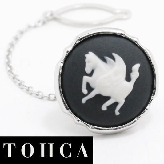取寄品【陶華・TOHCA】シルバー・ラウンド・ペガサスカメオのタイタック(ピンブローチ)