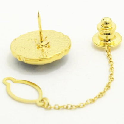 取寄品 【陶華・TOHCA】ゴールド・ラウンド吠える虎カメオ・グレーのタイタック(ピンブローチ)