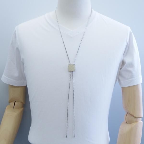 お洒落ループタイ・シルバーチェーン・クリーム・クロス