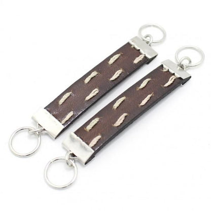 ブラウン革レザー・ダブルステッチのカフスチャーム(カフスチェーン)