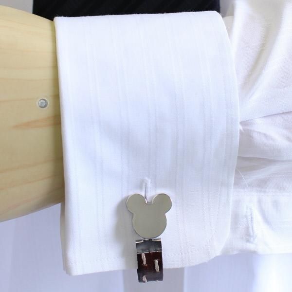 ブラウン革レザー・ダブルステッチのカフスチャーム(カフスチェーン)