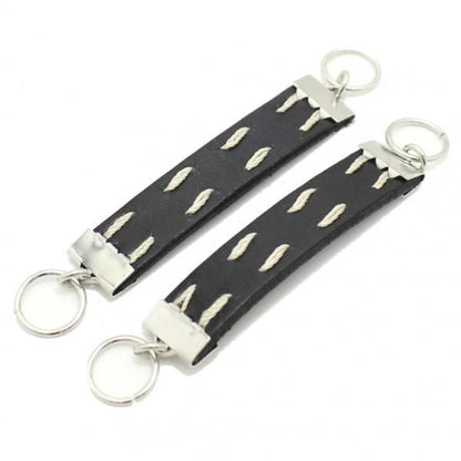 ブラック革レザー・ダブルステッチのカフスチャーム(カフスチェーン)