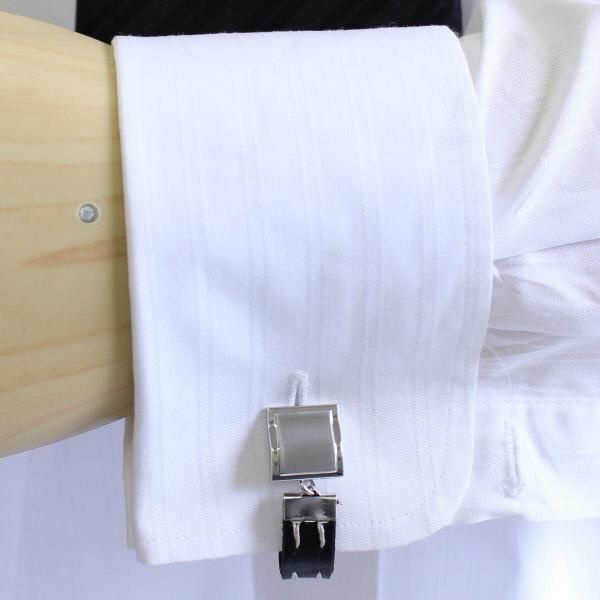 ブラック革レザー・ダブルステッチのカフスチャーム(カフスチェーン)