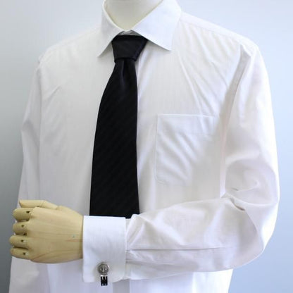 ブラック革レザー・ダブルステッチのカフスチャーム(カフスチェーン)