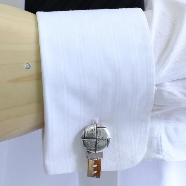 マロン×ベージュ革レザー・センターステッチのカフスチャーム(カフスチェーン)