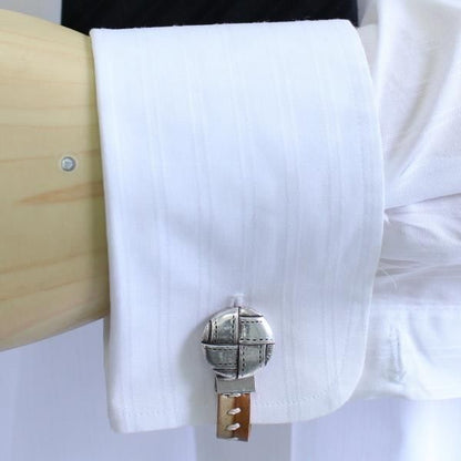 マロン×ベージュ革レザー・センターステッチのカフスチャーム(カフスチェーン)