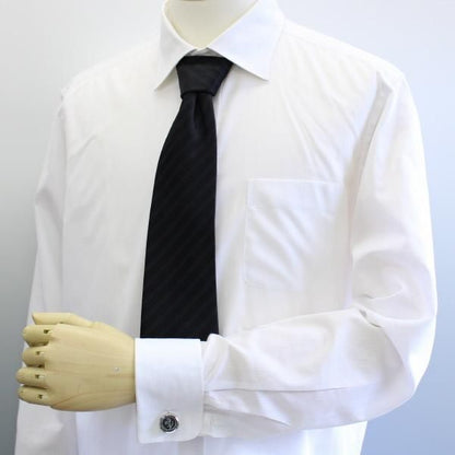 カーボンメッシュと銀の馬ラウンドデザインのカフス（カフリンクス/カフスボタン）