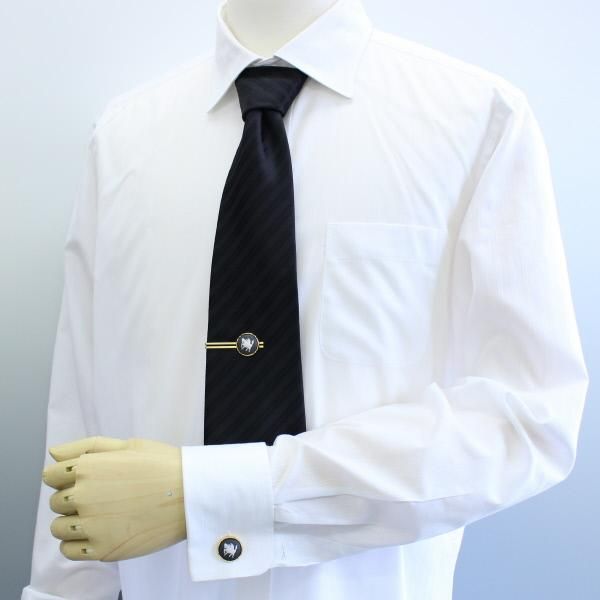 【陶華・TOHCA】ゴールド・ラウンド・ペガサスカメオ・グレーのカフス(カフリンクス/カフスボタン)