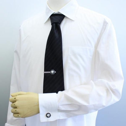取寄品【陶華・TOHCA】シルバー・ラウンド薔薇ローズカメオ・グレーのカフスセット(タイピンセット)