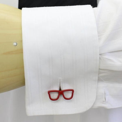スパイシーなお洒落に赤い眼鏡・サングラスのカフス(カフリンクス/カフスボタン)