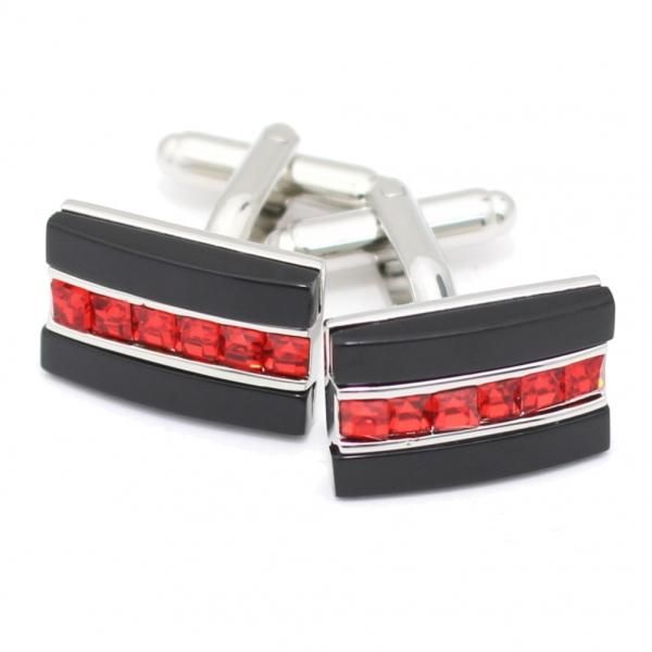 ブラック×レッドストーンラインのカフス(カフリンクス/カフスボタン)