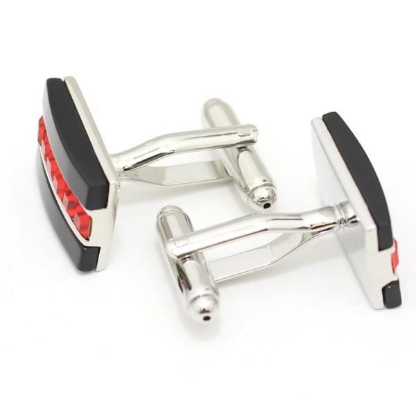 ブラック×レッドストーンラインのカフス(カフリンクス/カフスボタン)