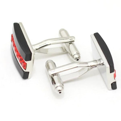 ブラック×レッドストーンラインのカフス(カフリンクス/カフスボタン)