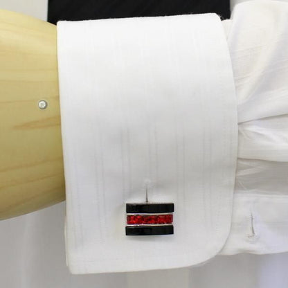 ブラック×レッドストーンラインのカフス(カフリンクス/カフスボタン)