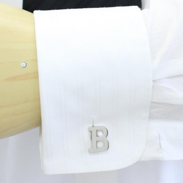【バラ売り】シルバー・アルファベット【B】カフス(カフリンクス/カフスボタン)