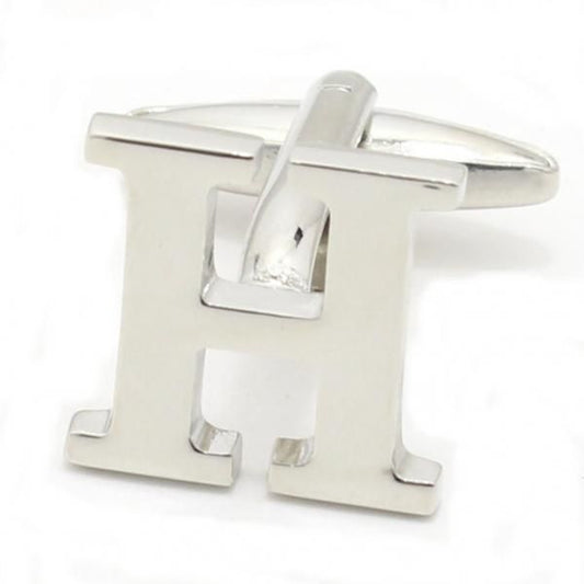 【バラ売り】シルバー・アルファベット【H】カフス(カフリンクス/カフスボタン)